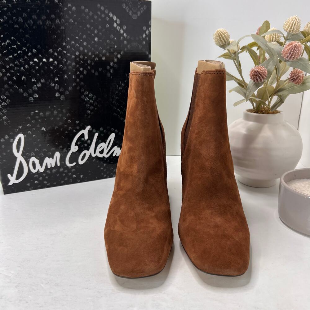 Sam Edelman Chiara Chunky Heel Suede Chelsea Boot Coconut Women's 9 M NWB - Picture 2 of 11